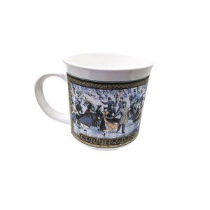 vintage enesco 1991 currier & ives stoneware coffee mug. 10oz
